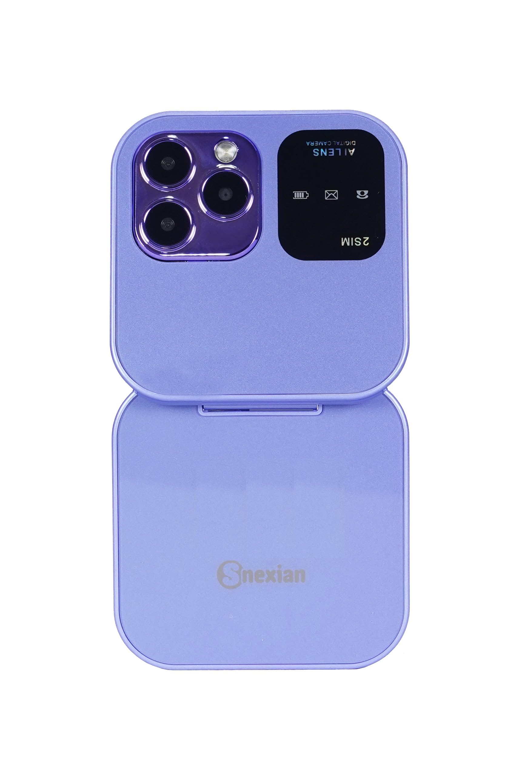 Snexian All-New Rock X Flip Dual Sim |Keypad Mobile| with 1.8" Display |Flip|Fold| Call & SMS Indicator|Crystal Back Panel |BT Dialer|Voice Changer |Long Lasting Battery|FM|Feature Phone| Purple