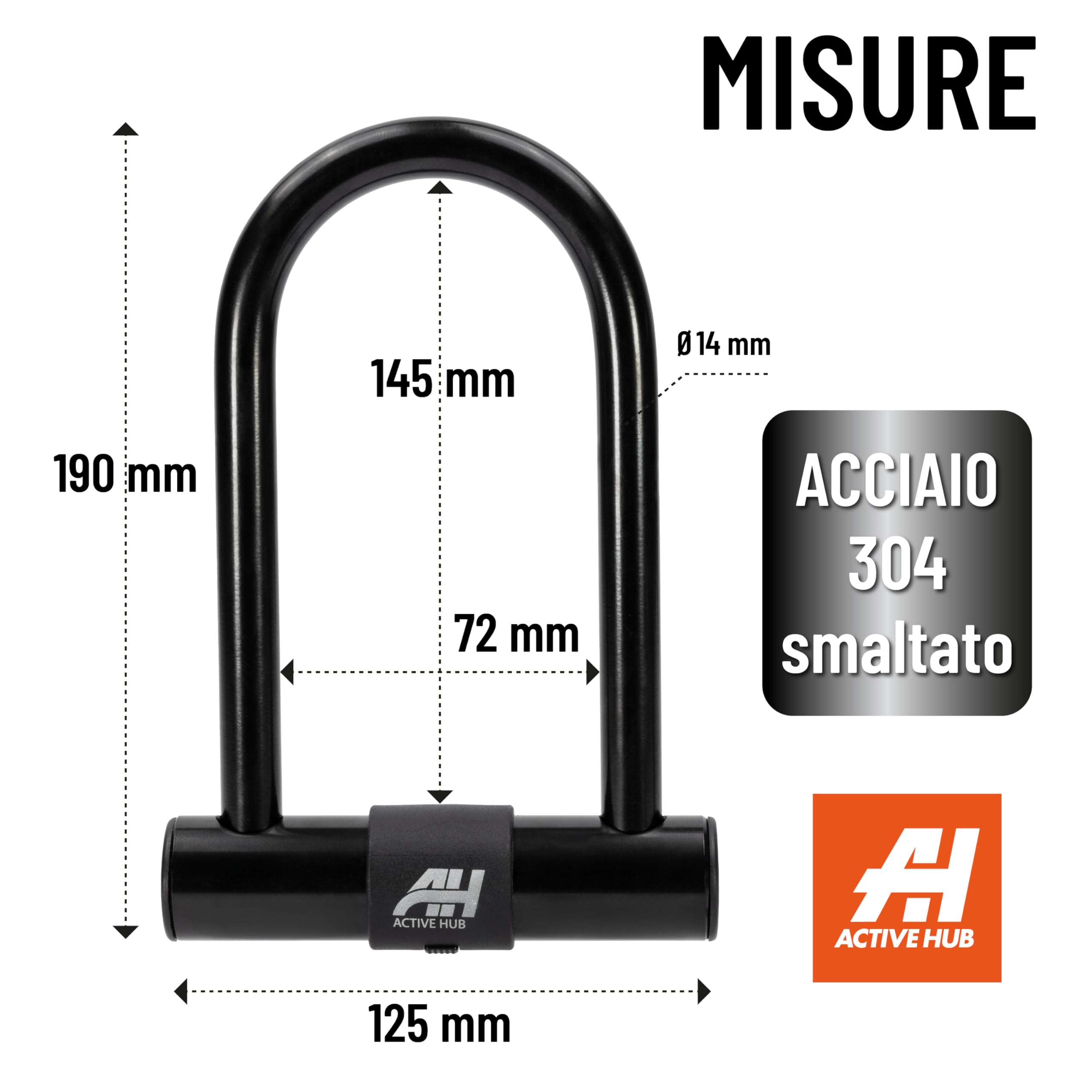 Lucchetto Bici in Acciaio Chiusura a U, Antifurto Bicicletta/Moto con Chiave, con Cavo Flessibile