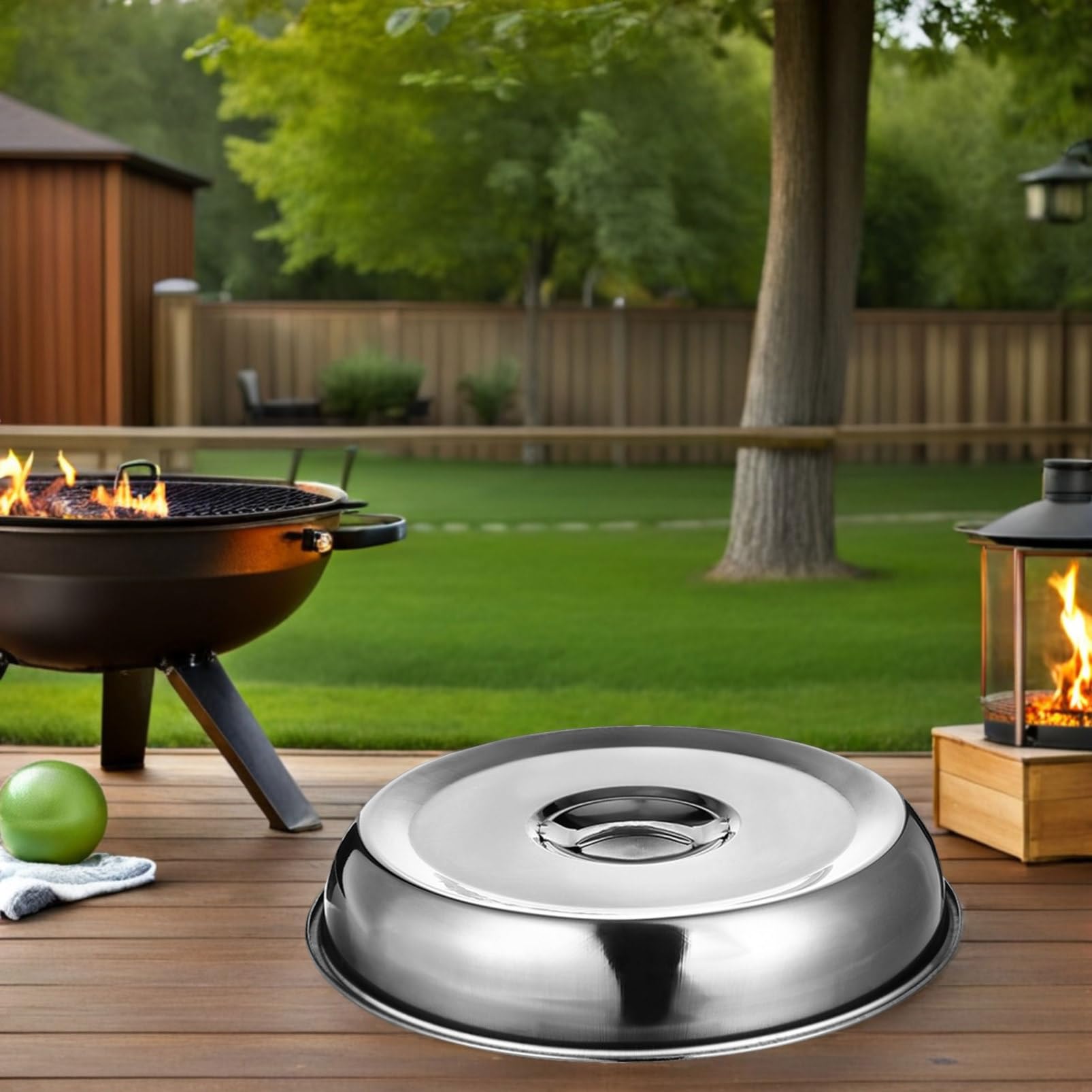 YARNOW 4 Pezzi Copertura Accessorio Versatile in Inossidabile per Barbecue per Cucina Riscaldamento Uniforme, per Bistecche e Hamburger Picnic e Riunioni