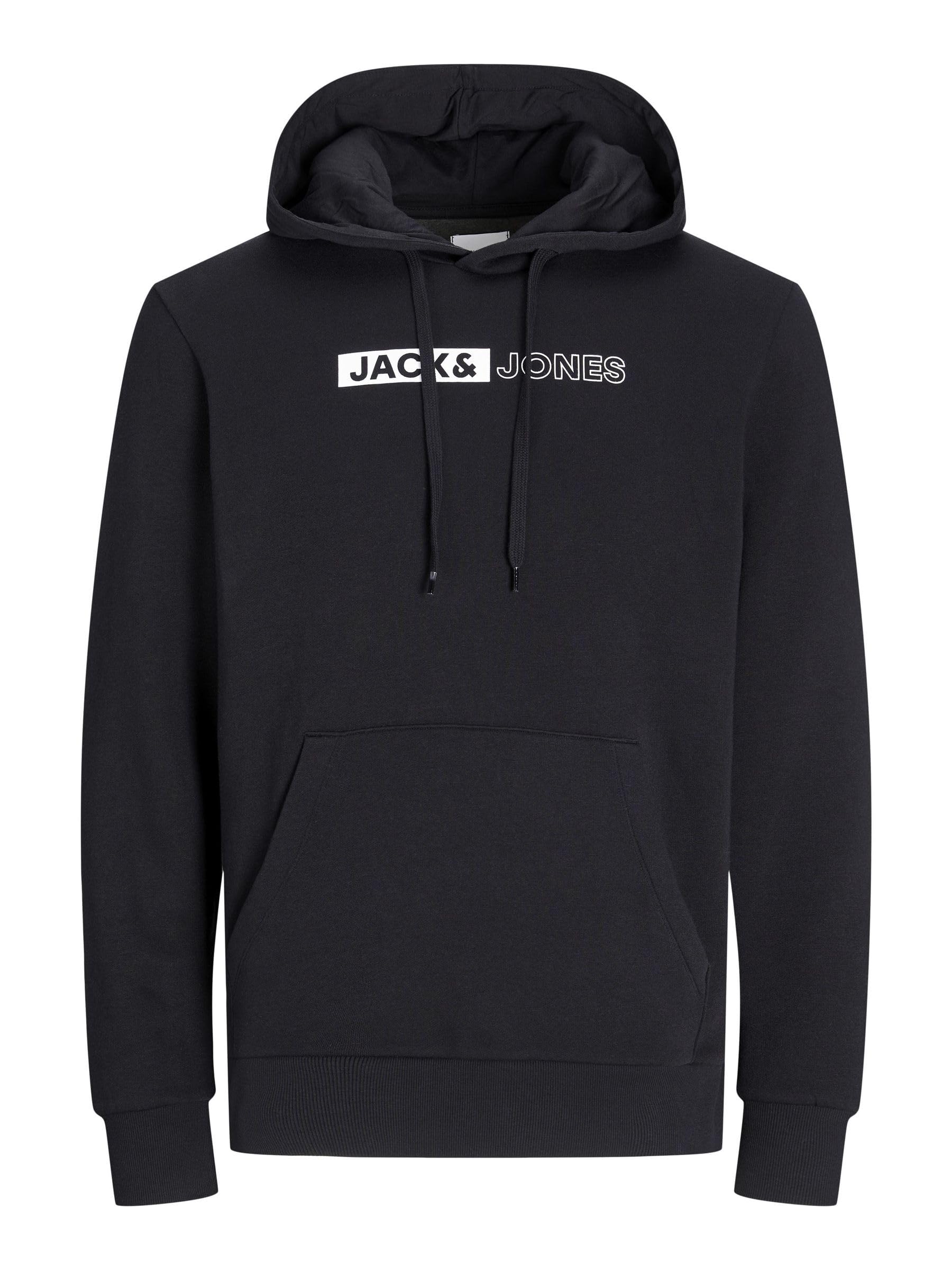 JACK & JONES Men's Jjecorp Logo Sweat Hood Play Noos Pls Sweatshirt, Black, 6XL
