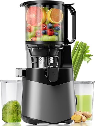 Miniatura 9 de Exprimidor de prensa en frío, máquina extractor de jugo de canal de alimentación de 5.8 pulgadas de ancho con 400 W, alto rendimiento de jugo, Gris