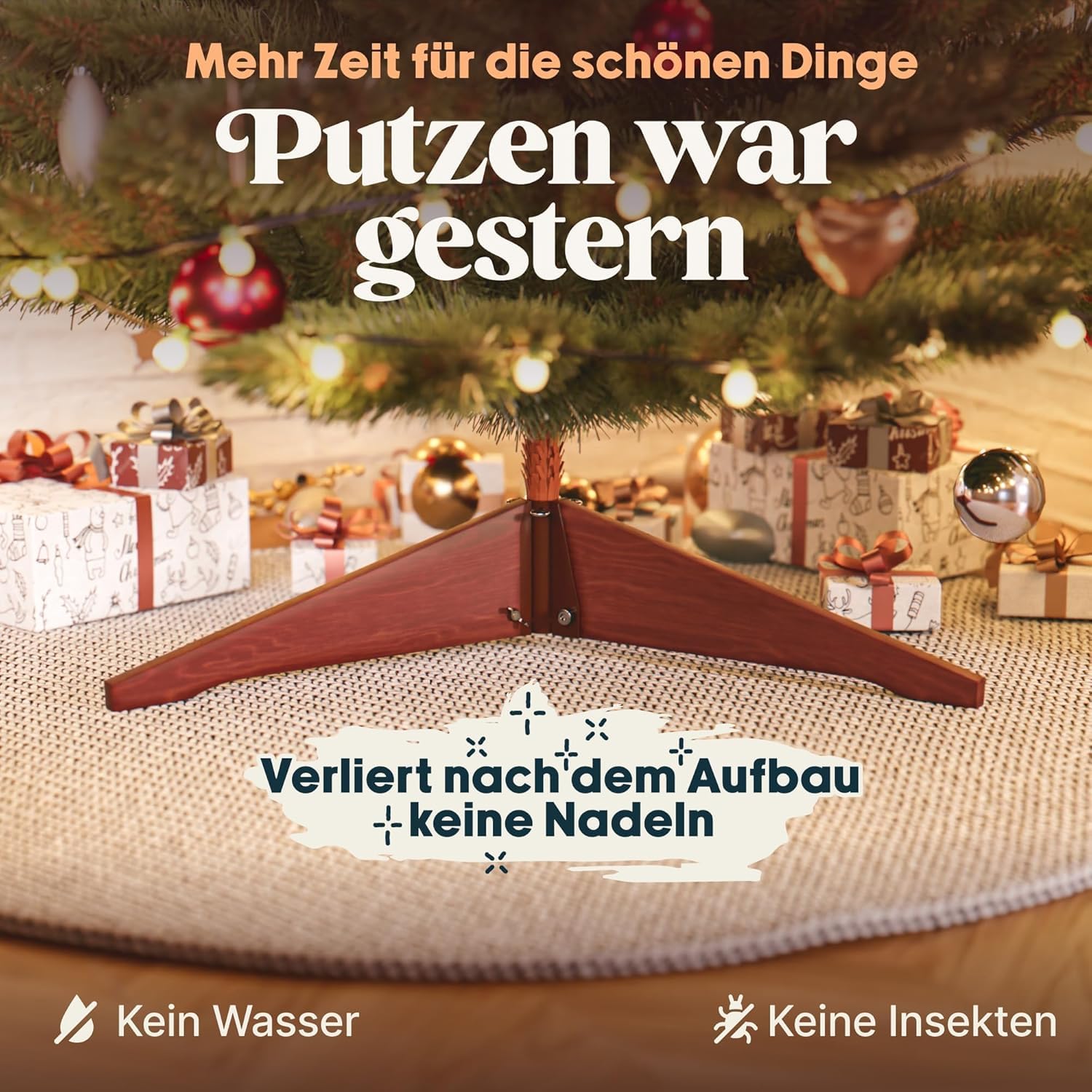 Premium künstlicher Weihnachtsbaum klein 120cm - TESTSIEGER 10 Jahre GARANTIE - Naturgetreuer Weihnachtsbaum künstlich mit Holzständer und Tasche - Christmas Tree Tannenbaum künstlich von Pure Living