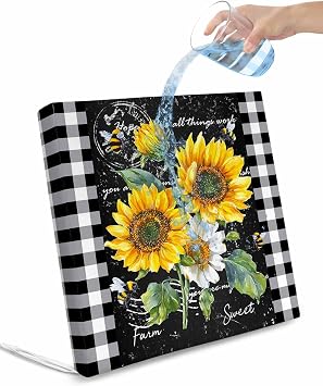 Spring Yellow Flowers Outdoor Waterproof Seat Cushion Covers 22x20, Patio Chair Slipcover with Ties Set of 2, Check Oil Painting Vintage Replacement Seat Furniture Protector for Garden