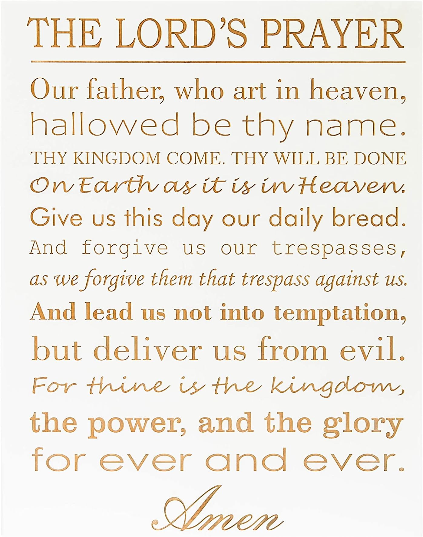 Carol's Inspirations The Lords Prayer Wall Art | Christian Wall Decor for Living Room, Bedroom, Home and Church | Hanging Religious Plaque Engraved with Scripture | White Painted Sign