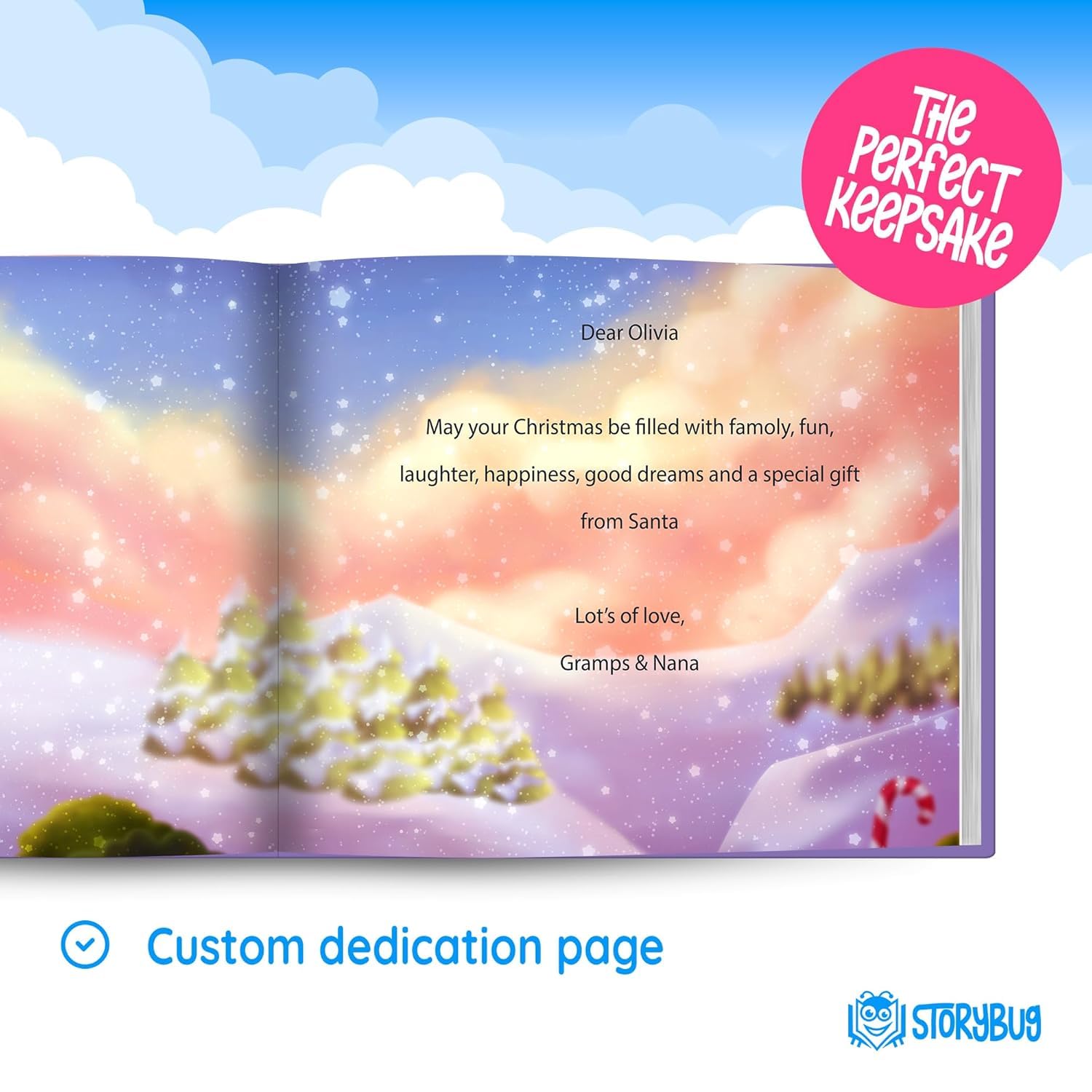 STORYBUG Personalized Christmas Story Book for Kids - Santa Visits Childs House - Personalized with City