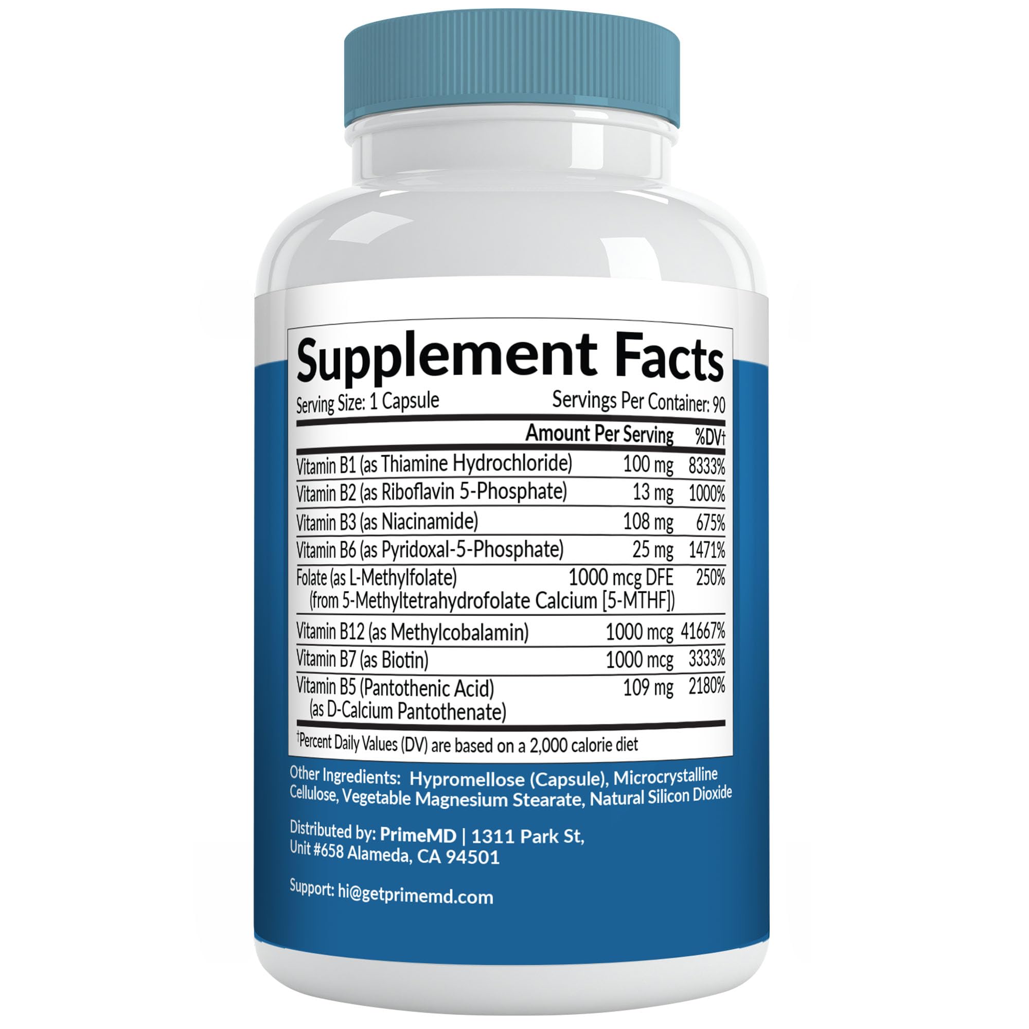 Methylated B Complex with Methylfolate and B12 Methylcobalamin 1000 mcg - Methylated Multivitamin for Energy, Brain Function, and Wellness - Vitamin B Complex for Men & Women (90 Servings) (Pack of 1)