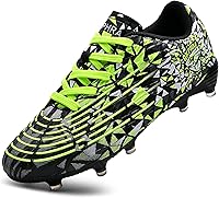 Kids Soccer Cleats Boys Girls - Lightweight Training Football Shoes Firm Ground Turf Indoor Outdoor Lace-Up