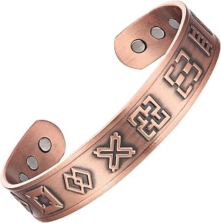 Copper Bracelet for Men 99.9% Pure Copper Magnetic Bangle with 6pcs 3500 Gauss Magnets, Copper Magnetic Bracelet for Men Copper Bracelets Jewelry Gift Gifts for Men Dad