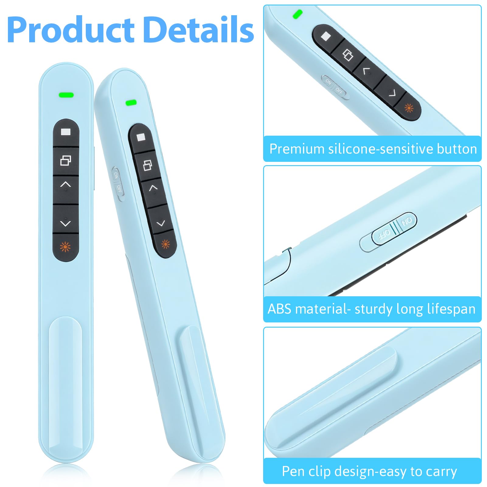 Télécommande Présentation sans Fil 2.4 GHz 100M Pointeur Bluetooth pour PowerPoint PC