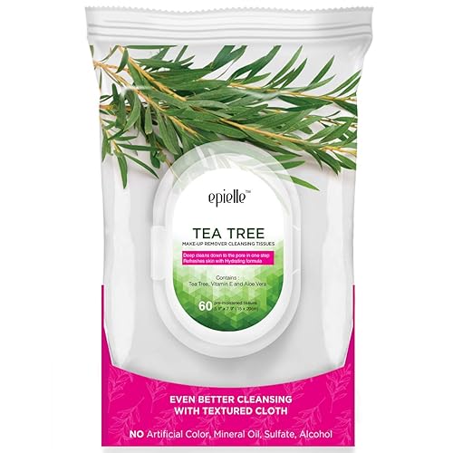 Miniatura 2 de Epielle Toallitas desmaquillantes de árbol de té, toallitas limpiadoras faciales diarias suaves, eliminan la suciedad, el aceite y el rímel