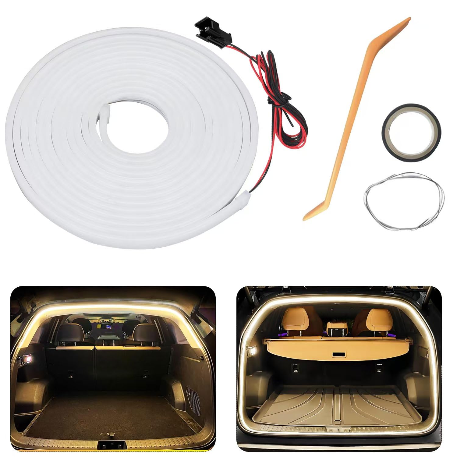 Kofferraum Lichtstreifen 4M,Dynamic Flowing Car Trunk Light Strip,Kofferraum LED Streifen,LED-Lichtstreifen für LKW,Automatischer Sensor Tail Box Led Strip Lights für Auto Kofferraum Dekoration