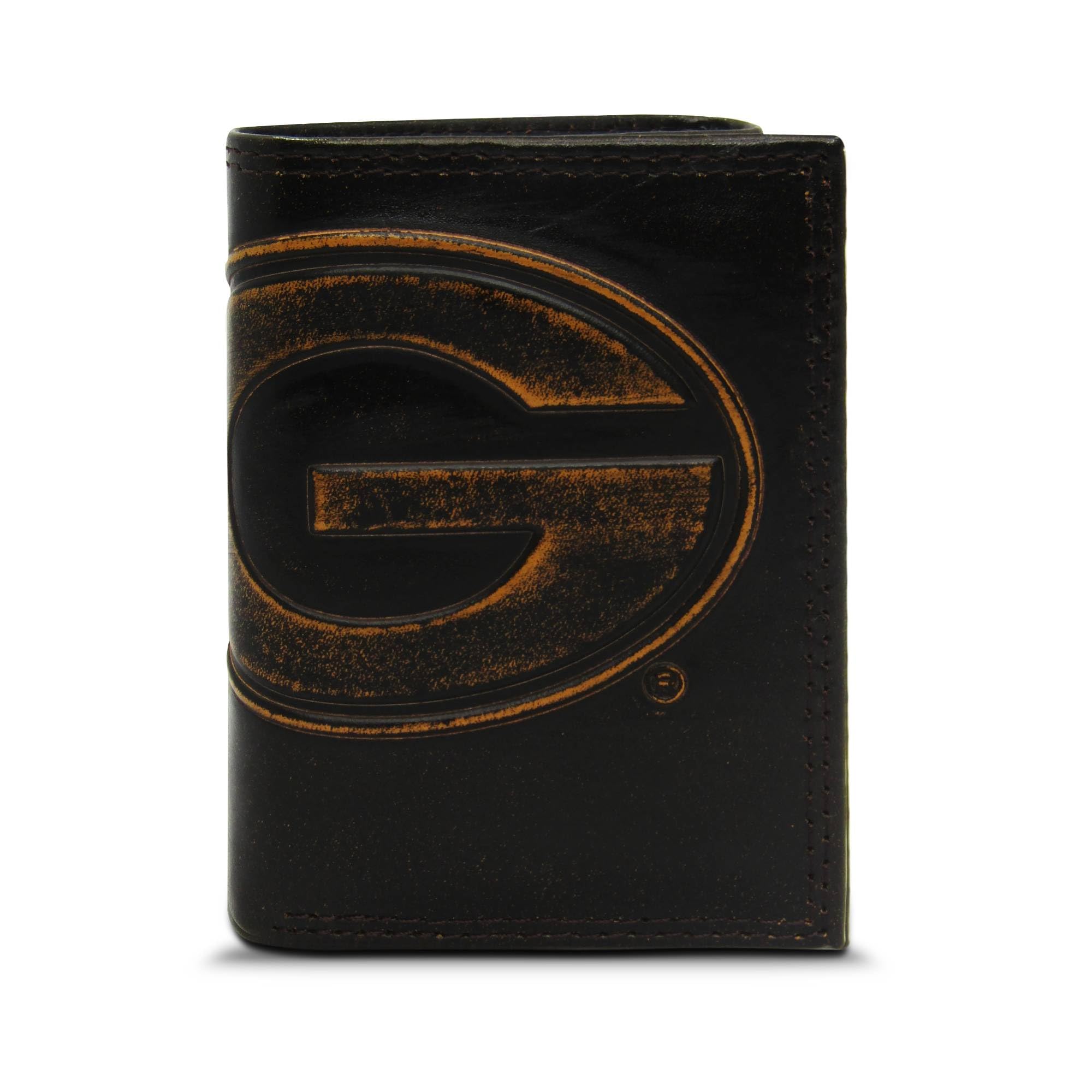 ZEP-PRO NCAA Georgia Bulldogs Burnished Leather Trifold Wallet, Slim Stylish for Men