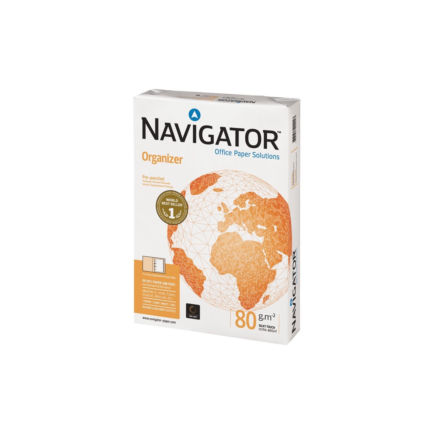 NAVIGATOR Organizer 4 Fori, Formato A4, 80 Gr, Confezione da 5 Risme, 1581UN
