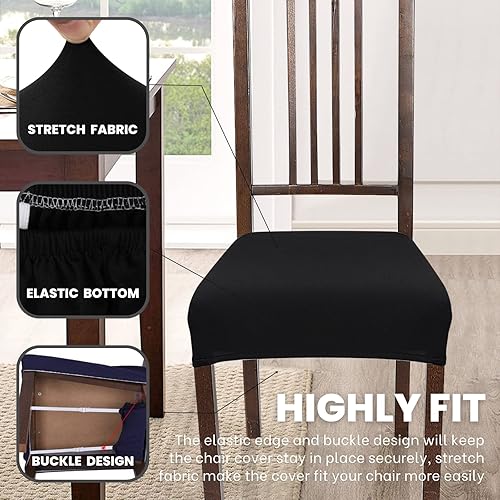 Miniatura 2 de SearchI Juego de 6 fundas elásticas de asiento para sillas de comedor, suaves, extraíbles y lavables, para sillas de comedor, fundas protectoras de