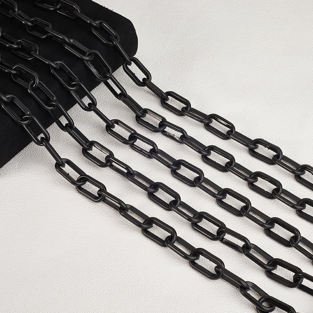 49 Fuß/15 m Kunststoff Absperrkette Schwarze Absperrkette Plastik Wetterfest Sicherheitsglied Kabelketten Zur Kontrolle von Menschenmengen Für Parkplätze Zäune Warteschlangen