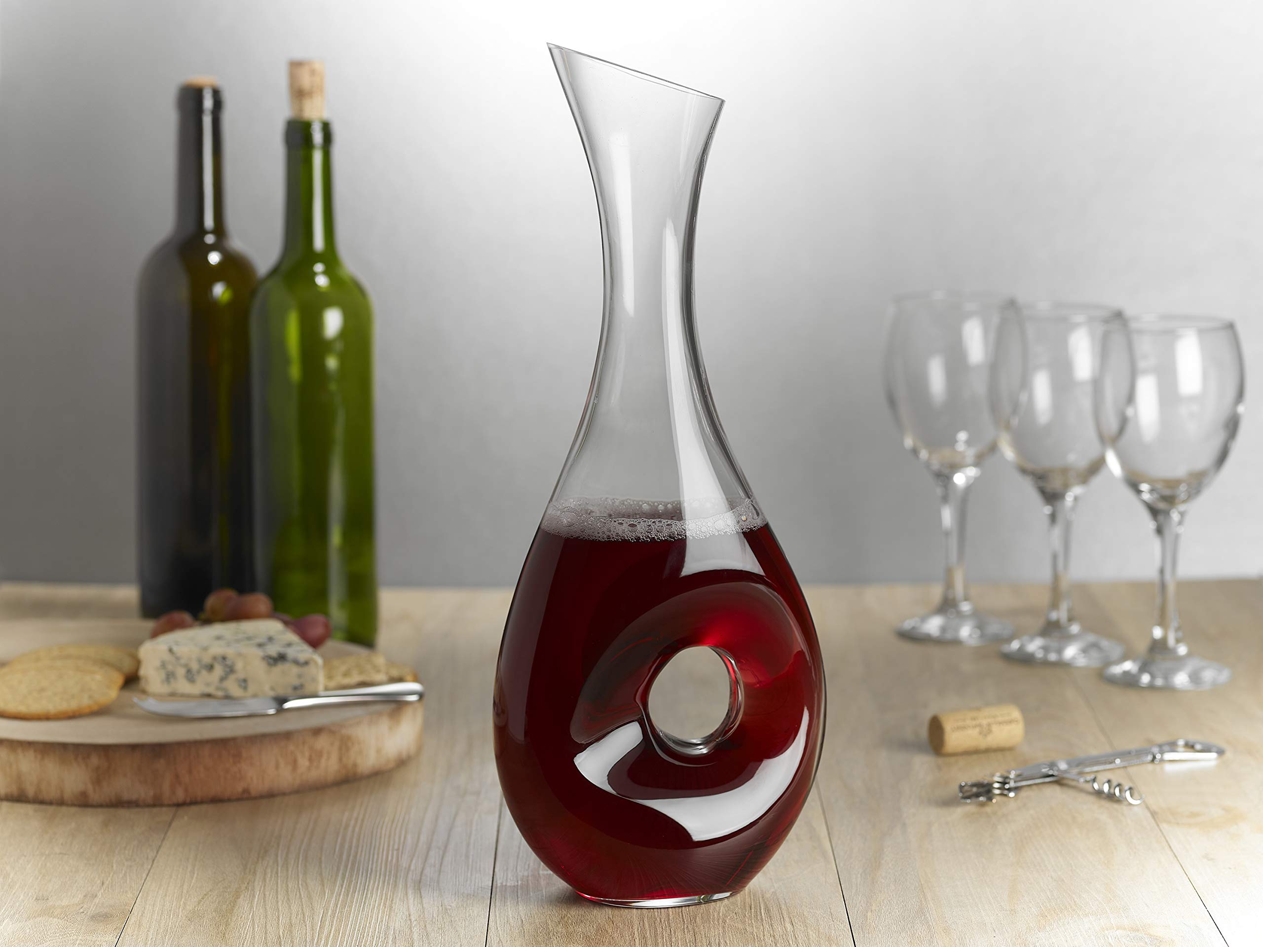 Homiu Carafe à Vin En Verre 1,2 Litres En Forme De U Avec Bec Incliné - Coffret Cadeau Inclus