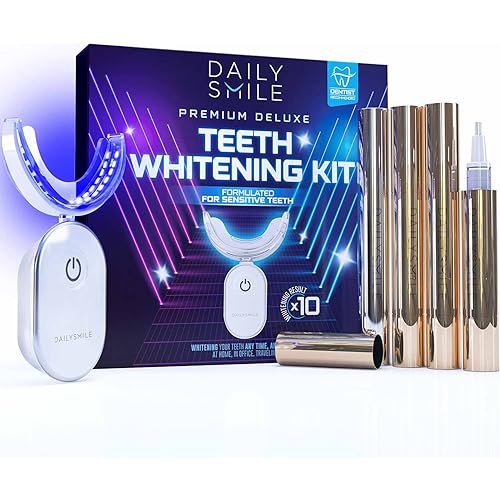 Advanced LED Teeth Whitening Kit for Sensitive Teeth, Helps Remove 20 Years of Stains, Teeth Whitening Strips Alternative, 4 Teeth Whitening Pen, Waterproof 28X LED Teeth Whitening Light