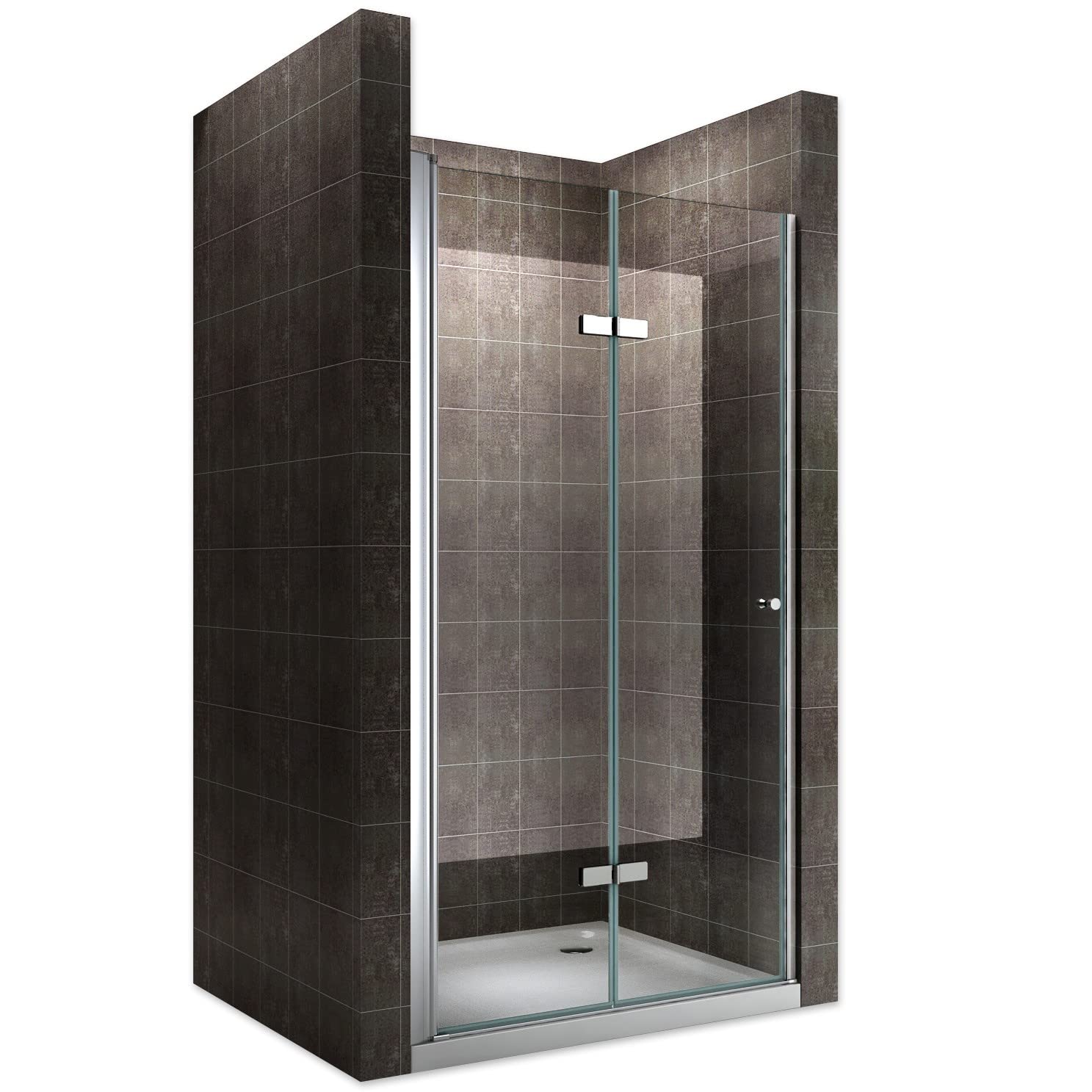 MONA Porte de douche pliante H 195 cm largeur réglable de 68 à 72 cm verre transparent