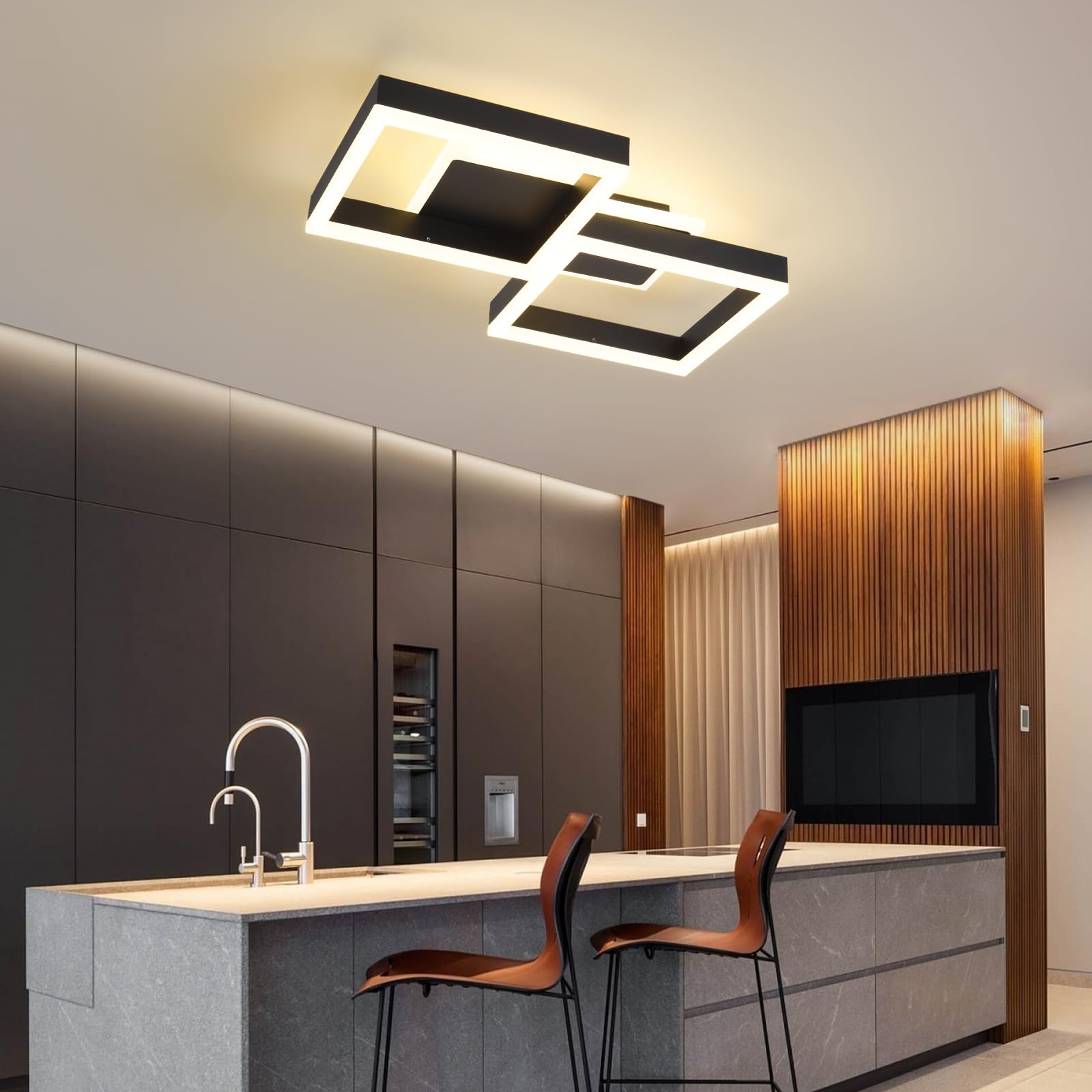 MYCUL Plafon Led Techo Regulable con Mando a Distancia,Negro | Lámpara de Techo con Temperatura de Color Ajustable,32W iluminación de Techo de Diseño Moderno para Salón,Dormitorio,Cocina