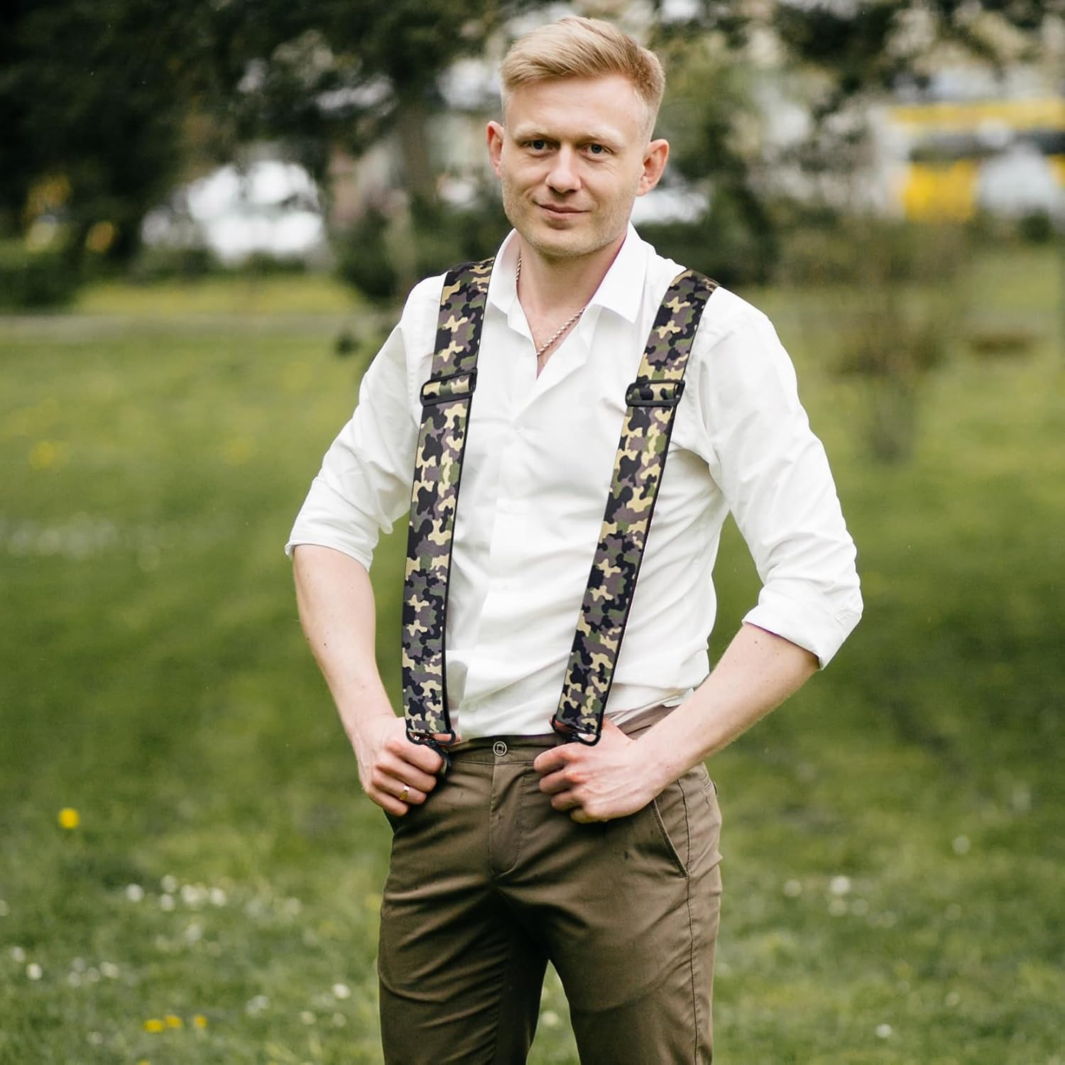 MELOTOUGH Men's Suspender 1.5/2 Inch Wide Suspenders Full Elastic X Back Suspender with Snap Hooks - Image 6