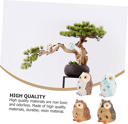 Miniatura 5 de Happyyami 12 piezas de adorno de búho en miniatura, adorno de magdalena, escultura de búho, micro paisaje, estatua de búho, muñeca, juguetes,