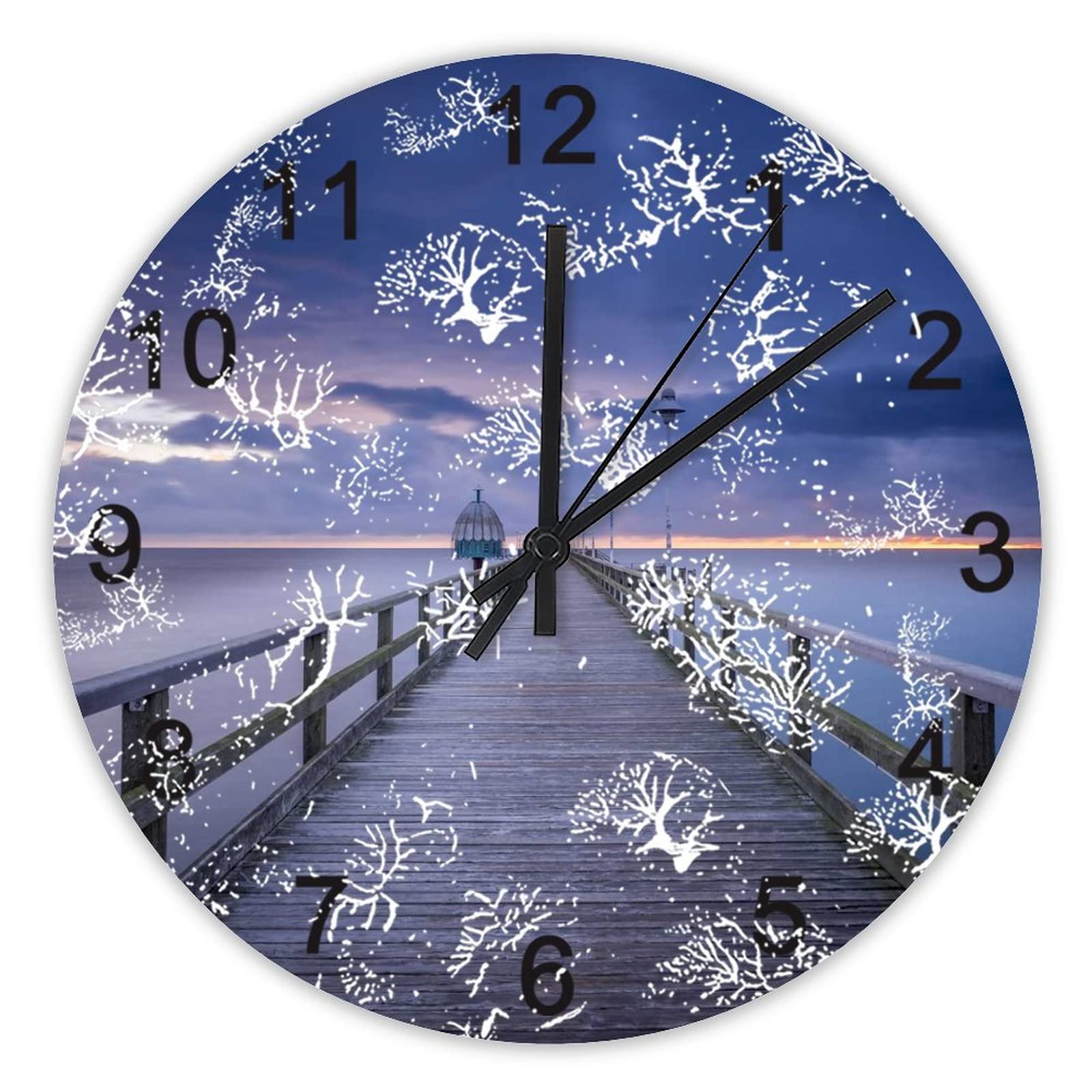 Horloge murale silencieuse de 40 cm pour cuisine et bureau au motif de lever de soleil