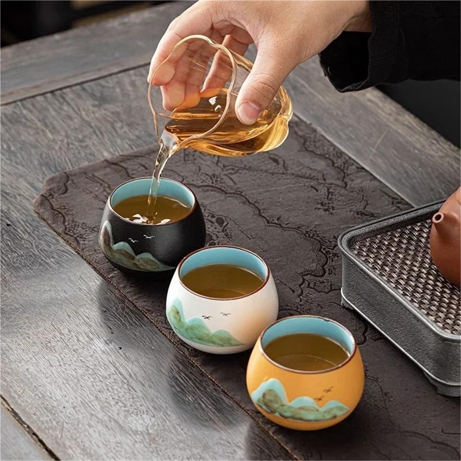 Tee-Ei, Geschenkbox, 1 Set, Espressotassen, japanische Keramik-Teetasse, Porzellan-Teeschale, Keramik-Kaffeetasse, Teetasse, Kaffeetassen (A)