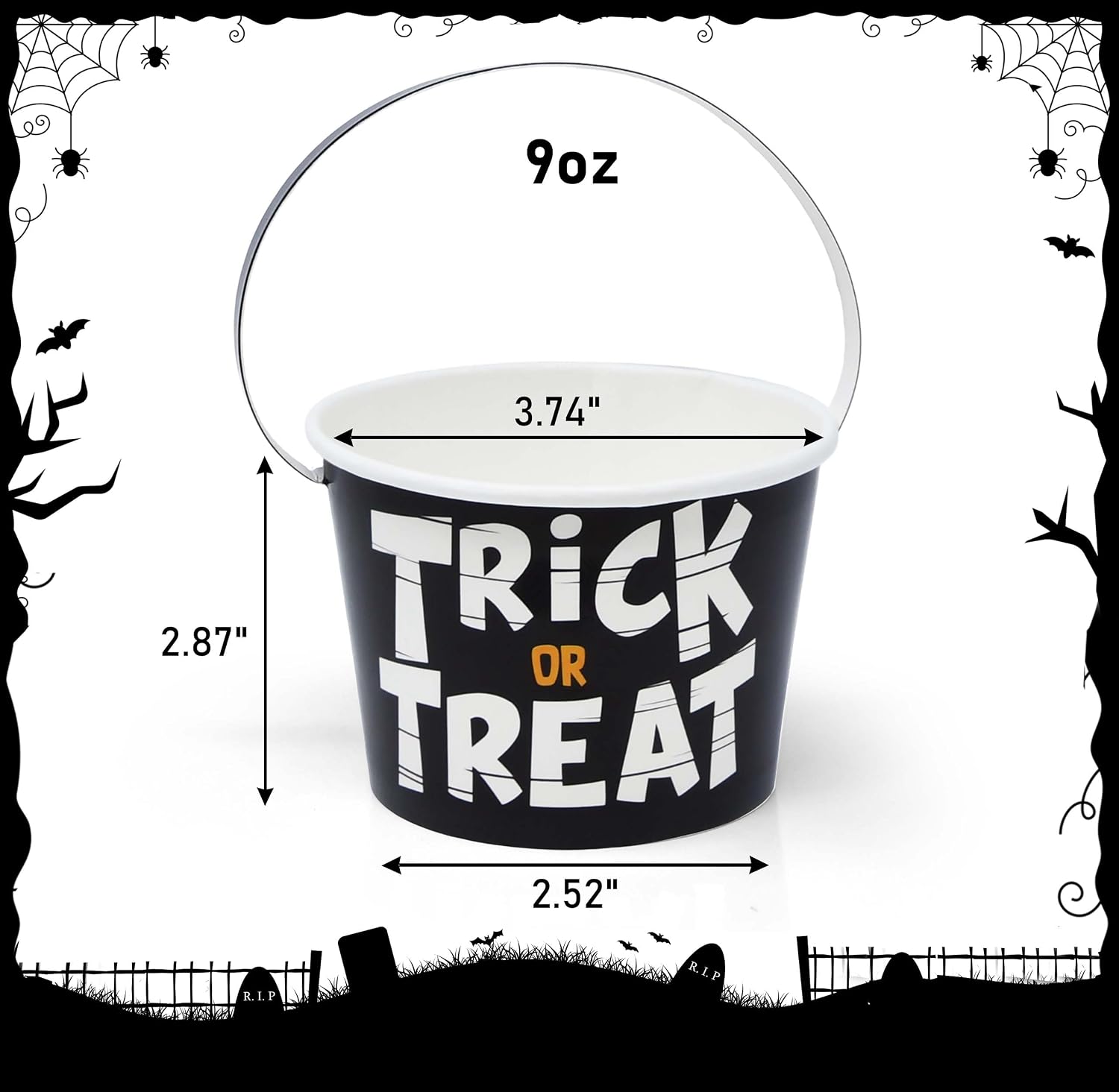 50 Halloween Treat Snack Cups 9 oz with Handles Trick or Treat Paper Cup image 2