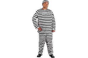 Men's Plus Size Prisoner Costume Striped Prison Jail Suit