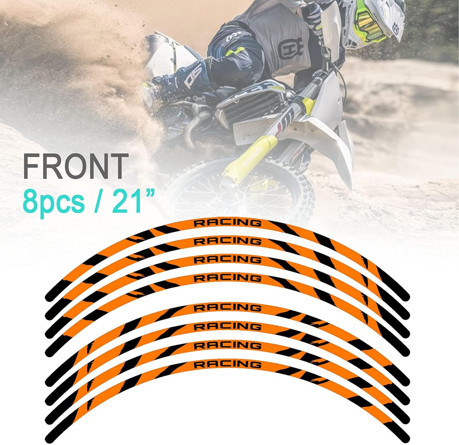 KETABAO Dirt Bike Rim Tape W02 Decals Stickers Protector 21 19 inch Compatible with CRF250R CRF450R CRF 250R (Orange)