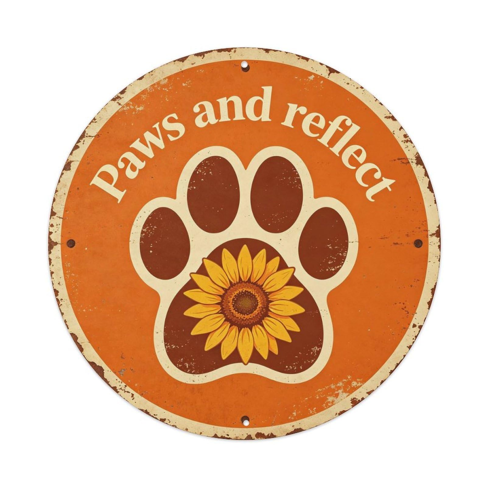 Vintage_paws_reflect Metal Tin Sign Plaque