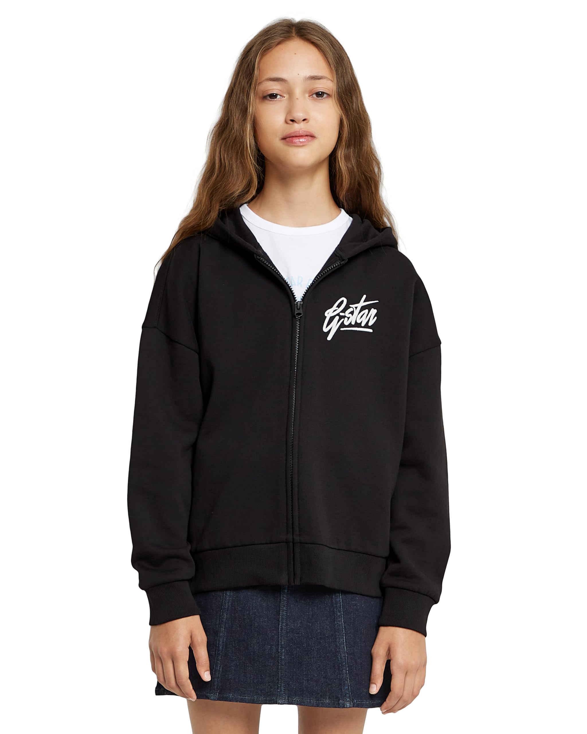 G-Star Girls Black (Dk Black D25851-01-6484) 'S Kids Hoodie Zipp Brushed, 12