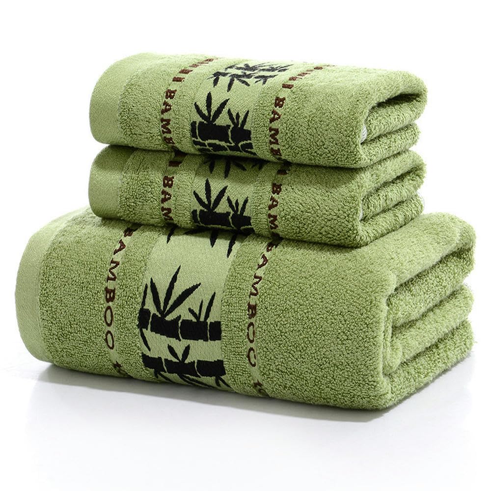 Serviettes de bain absorbant l'eau en charbon vert foncé 3 pièces
