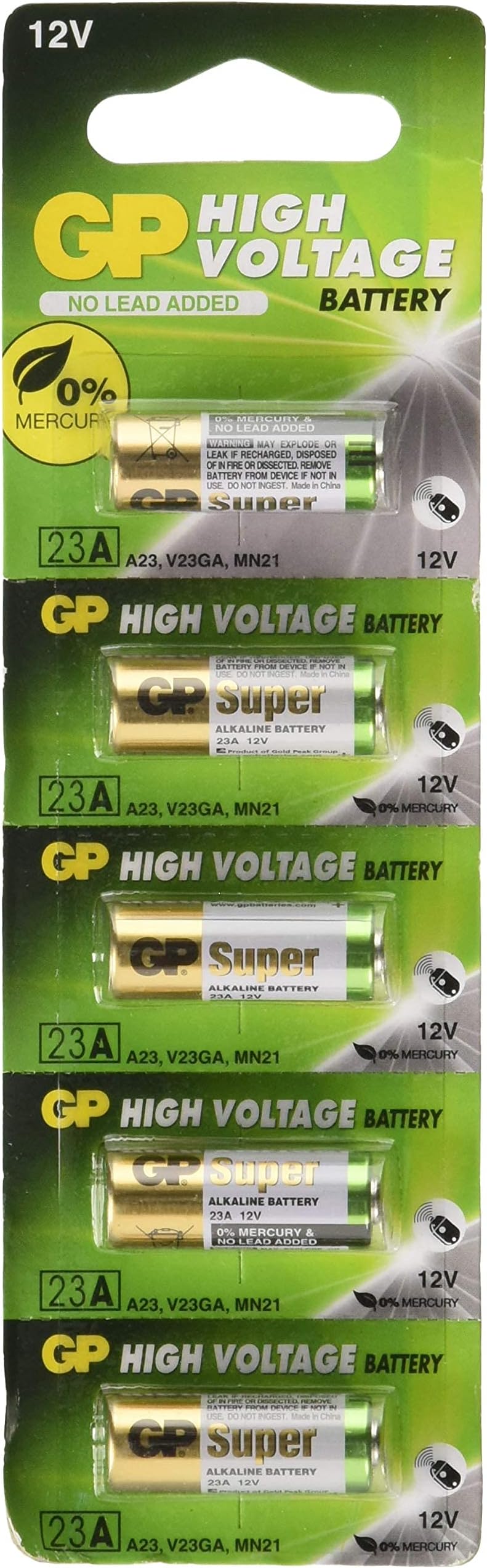 GPBatteries A23 12V Alkaline 23-A Replacement Battery 23AE GP - 5 Pack