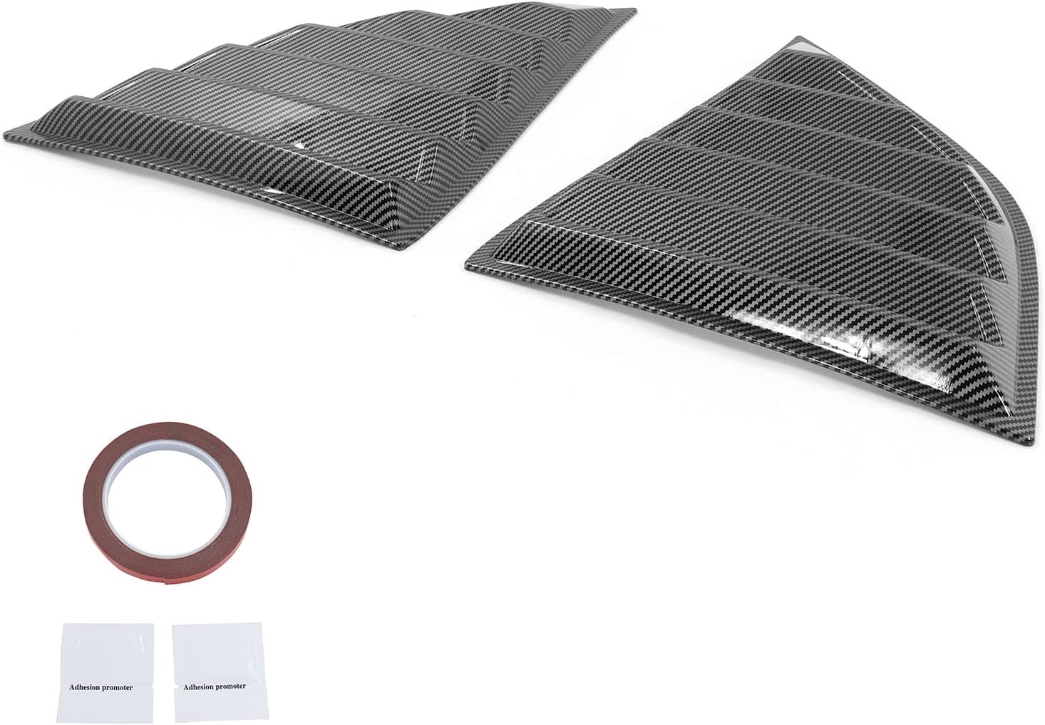 FREEMOTOR802 Quarter Window Louvers Fits 2008-2023 Dodge Challenger, XE V4 Style Carbon Fiber Print Side Window Louvers Air Vent Scoop Sun Shades Cover 2PCS