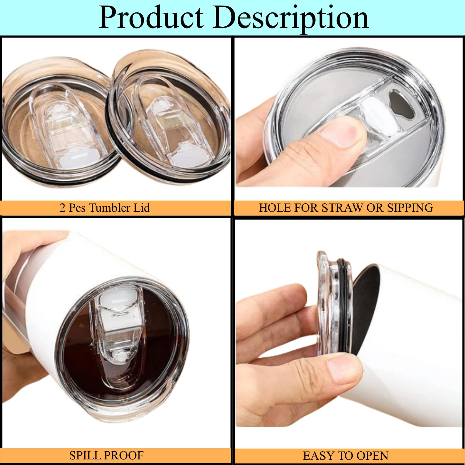 Paquete de 2 tapas de repuesto, aptas para pajitas, a prueba de derrames, resistentes a salpicaduras, fundas deslizantes de silicona para vaso delgado, taza de café de viaje, 2.75 pulgadas de