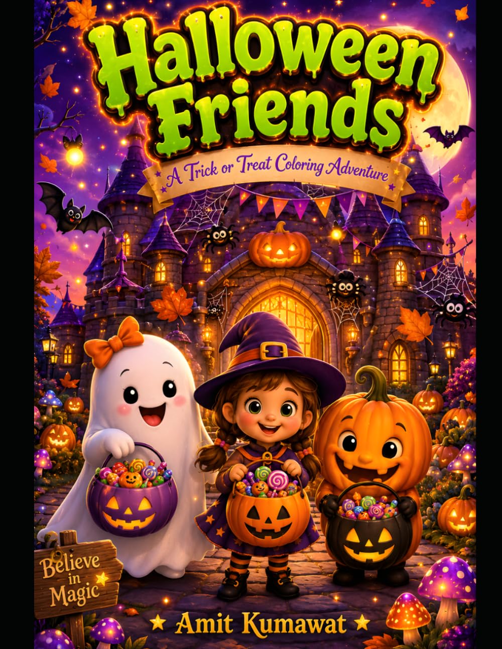 Halloween Party Coloring Book for Kids 3: Cute Spooky Fun with Ghosts, Pumpkins, Witches, Monsters, Trick-or-Treat Adventures & Easy Halloween Coloring Pages for Ages 4-10