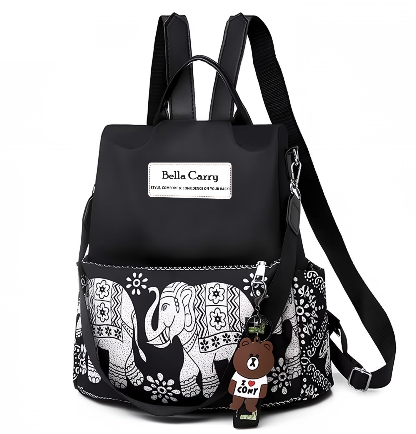 bella carry Lightweight Women Backpack,3 in 1 Waterproof Nylon Anti-theft Shoulder Bag,Double zipper Ladies Rucksack Handbags Daypack with Tassel Travel Bag School Bags-picture-14