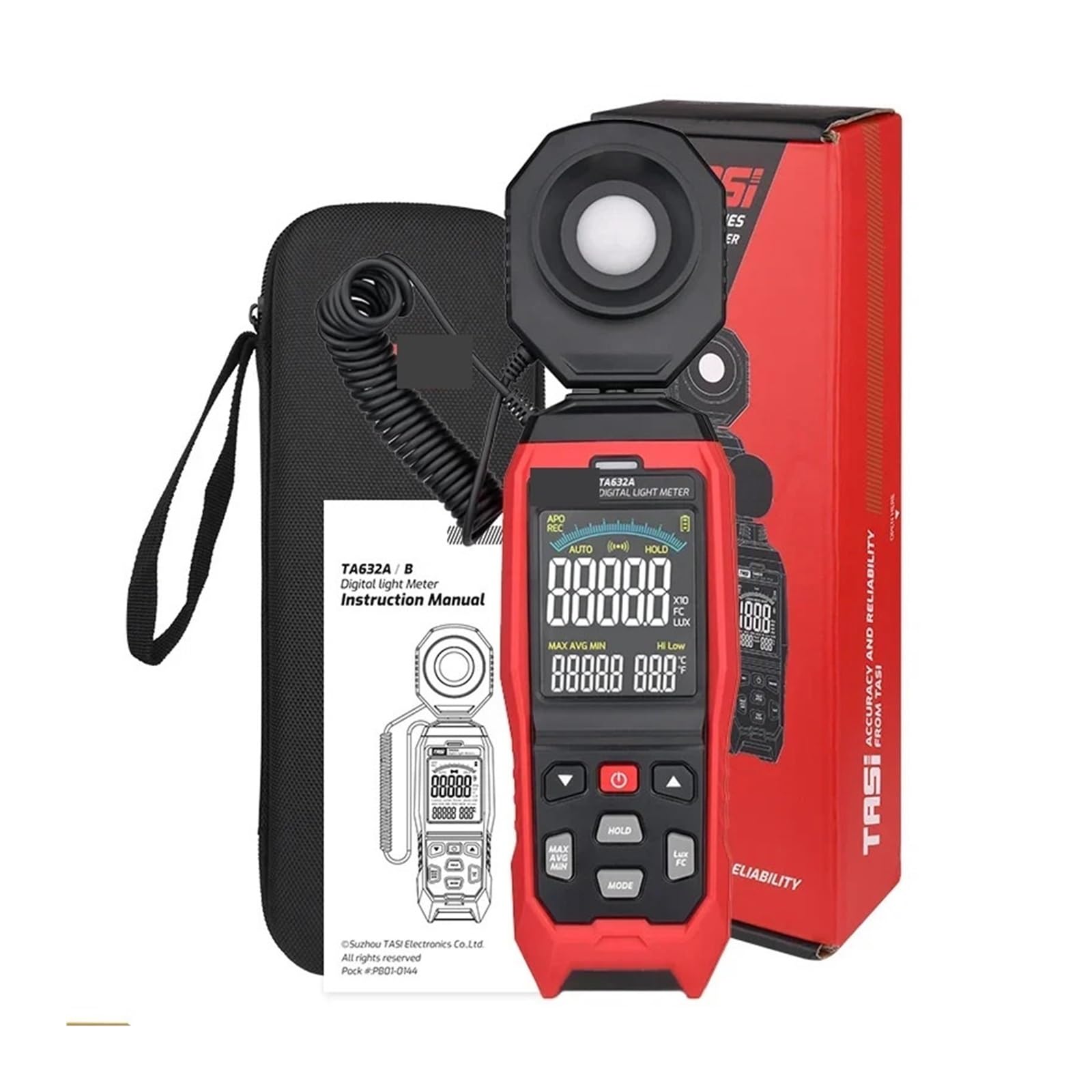 Espectrofotómetro Digital, Medidor De Luz Digital TA632A TA632B, Luxómetro For Fotografía, Sonda Desmontable, Iluminómetro Lux/Fc, Fotómetro, Probador Ambiental(TA632B USB Transfer)