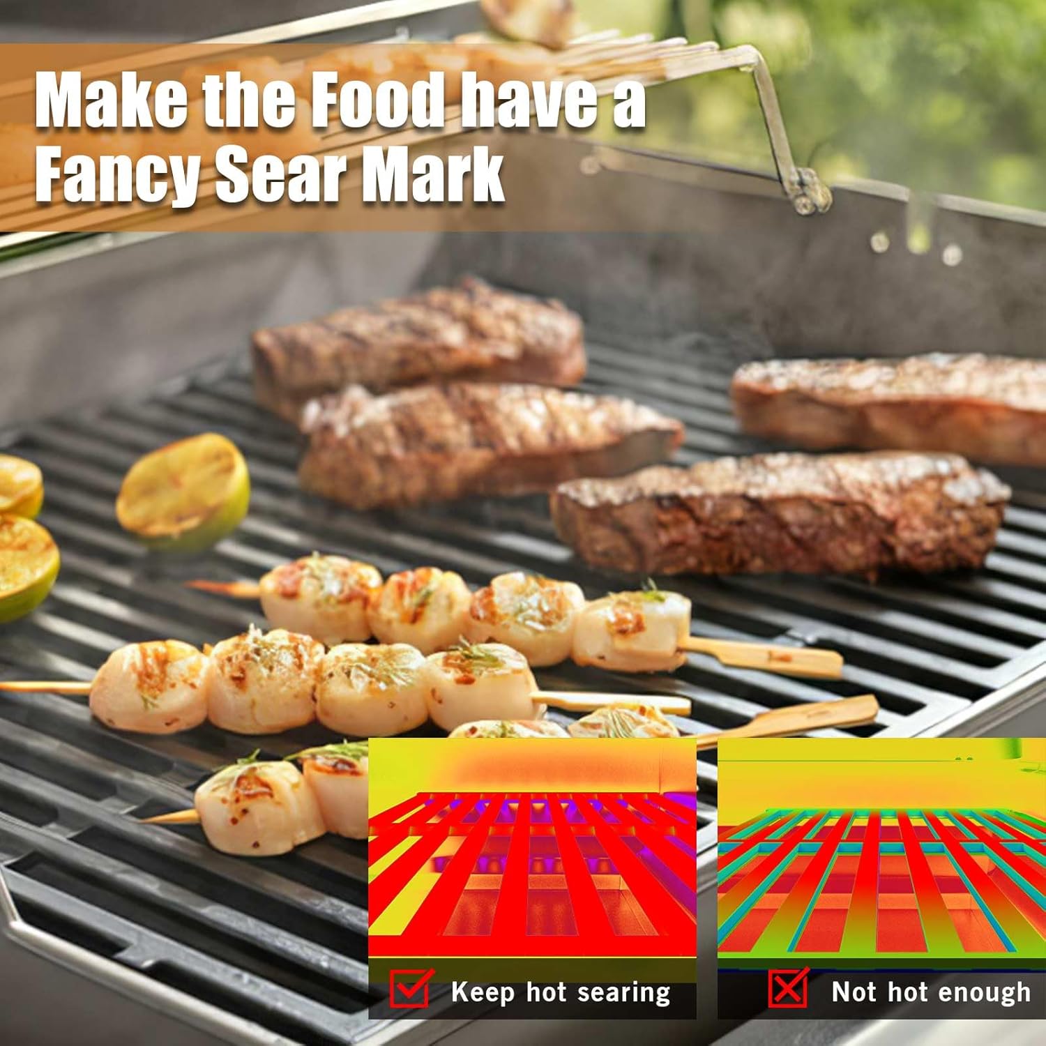 19.5 inch Grill Grates Replacement for Weber Genesis 300 Series, Gill Parts for Genesis E310 E320 E330 S310 S320 S330 EP310 EP320 EP330, Parts 7524 7528, Cast Iron Grill Grates (19.5 x 12.9 Each)