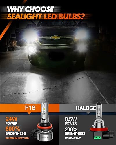 Vista 20 de SEALIGHT Bombillas LED antiniebla H11 o DRL, 600 % de brillo antiniebla LED para automóviles, iluminación de 360°, 6500 K, blanco frío, 4.0 chips