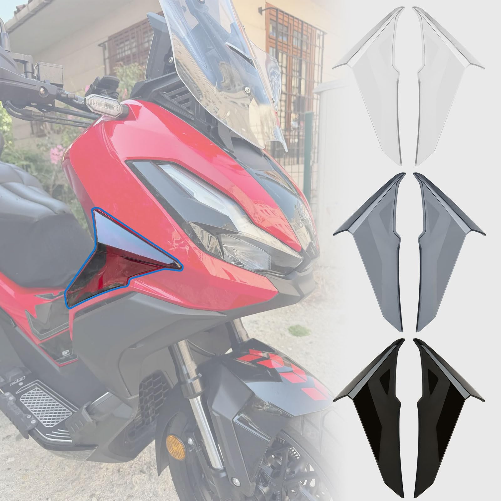 WOOGA Per HO&N&DA ADV350 ADV 350 ADV350 Accessori 2022-2026 Moto Lato Destro Sinistro Carenatura Copertura Laterale Ala Deflettore Parabrezza Schermo Accessori (Fumo Grigio)