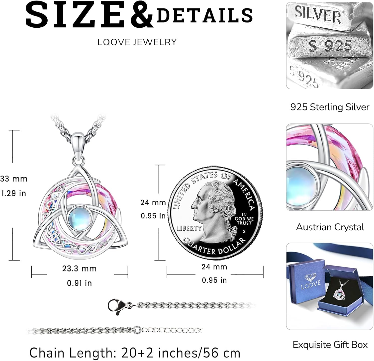 Pentagram/Celtic Knot/Witches Knot/Santa Muerte/Triple Moon Goddess/Baphomet/Hecate Necklace Sterling Silver Magic Wiccan Amulet Pagan Jewelry for Women Men - Image 4