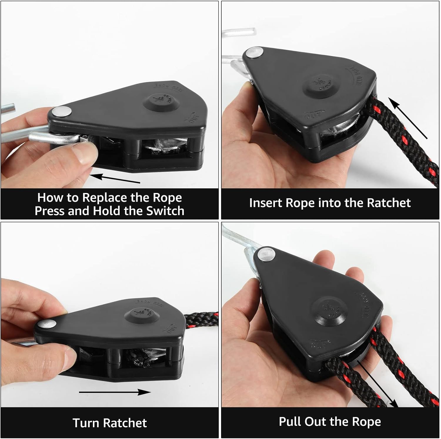 2 pcs Kayak Rope Tie Downs, 3/8 inch Canoe Bow and Stern Tie Downs Straps, Heavy Duty Adjustable Rope Clip Tie Down - Image 5