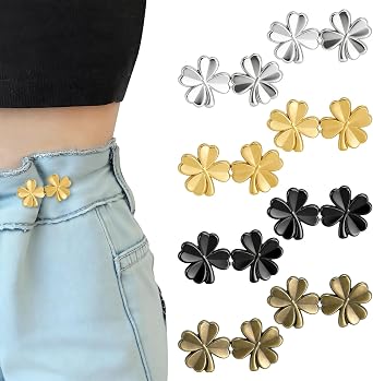 8 Sets Pant Waist Tightener, Jean Buttons for Loose Jeans, 2026 No Sew Detachable Waist Buckle Button Pins for Pants