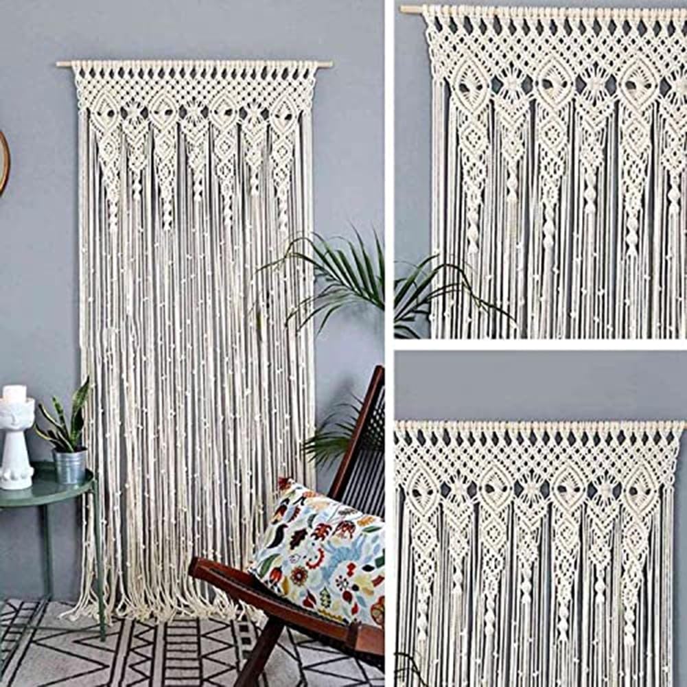 Tapisserie en coton tissé à la main de style bohème, rideau de porte de 90 x 200 cm pour fenêtre ou arrière-plan d'entrée, séparateur de pièce et décoration de fête de mariage