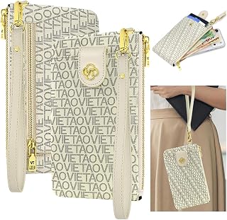 Phone Bag with Card Holder,Multi-Card Slots,Cash Compartment, Zipper Purse, Photo Slot Zipper Big Bag - White