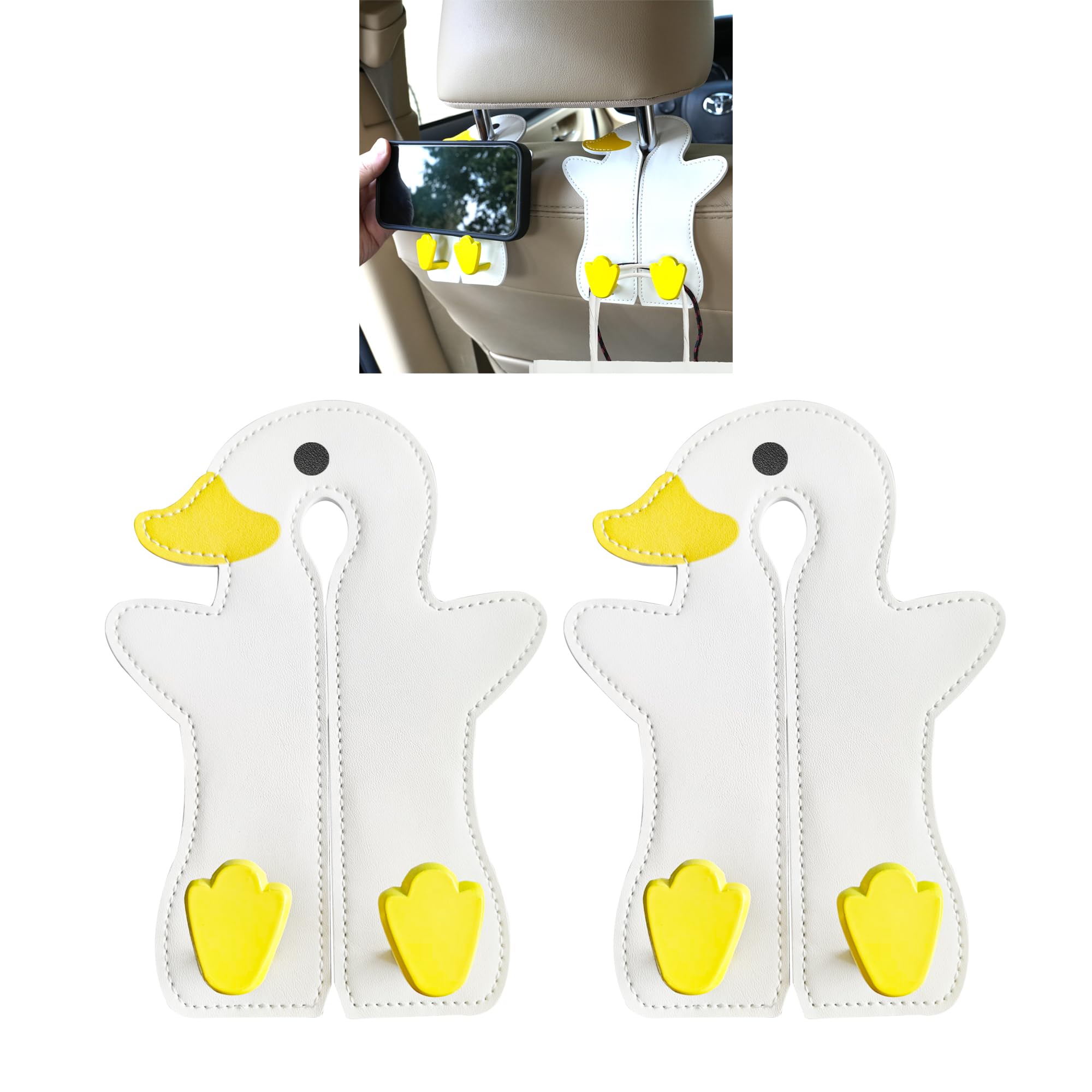 DUNGGLE Car Seat Back Hooks - Double Hook Headrest Hanger for Purse, Bags, Groceries & Phone Holder - Universal Fit for Car, SUV, Truck - Heavy Duty