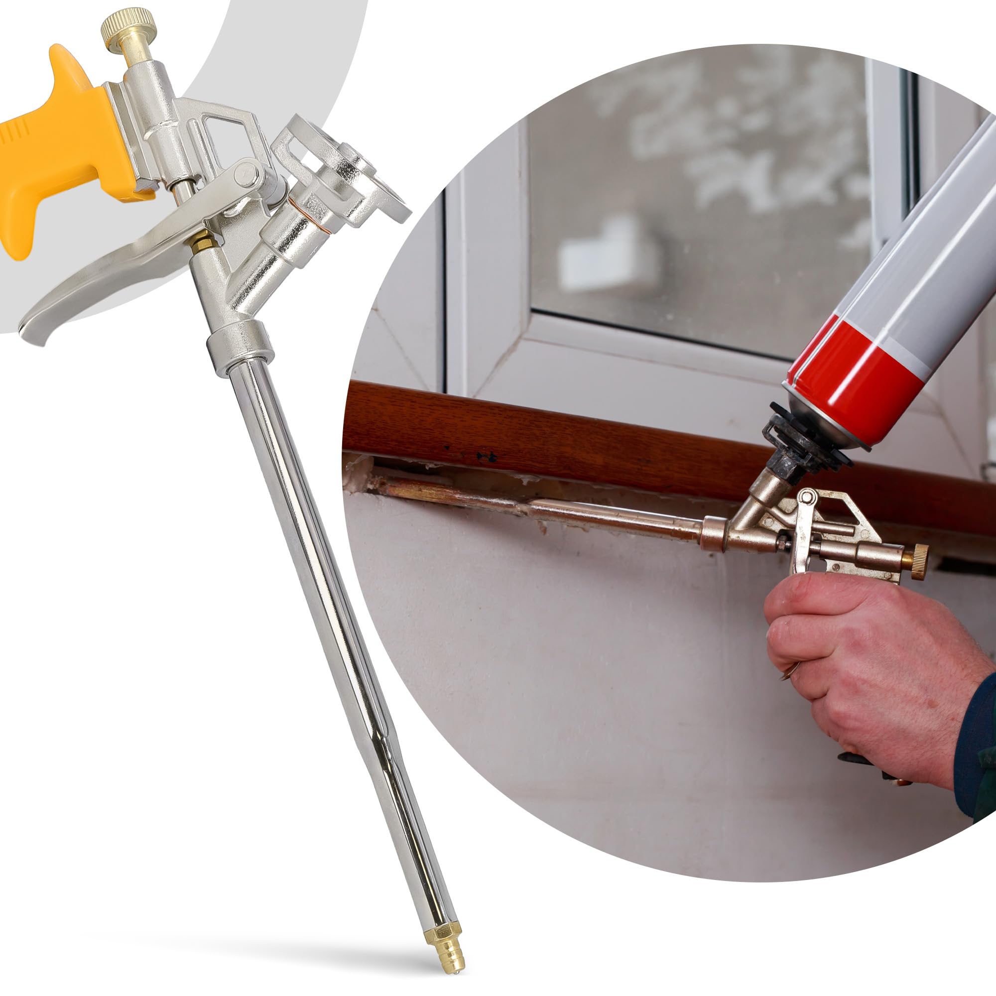 Pistola Schiuma Poliuretanica Strumento Professionale Applicazione Precisa Lavori Montaggio Costruzione Massimo Controllo Impugnatura Ergonomica