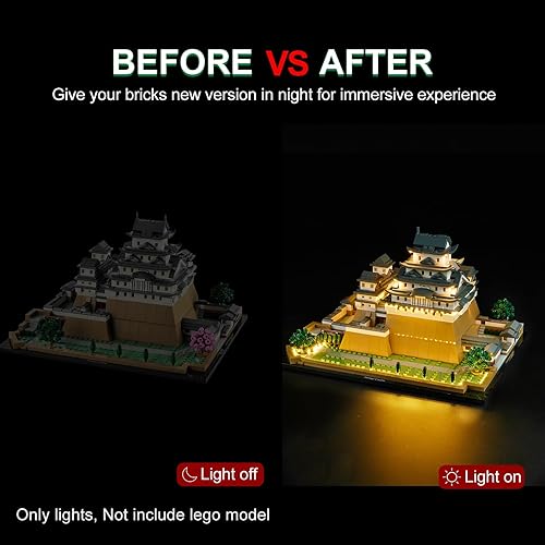 Miniatura 4 de Kit de iluminación LED para Lego Architecture Landmarks Collection Himeji Castle 21060, luz LED compatible con modelos de bloques de construcción